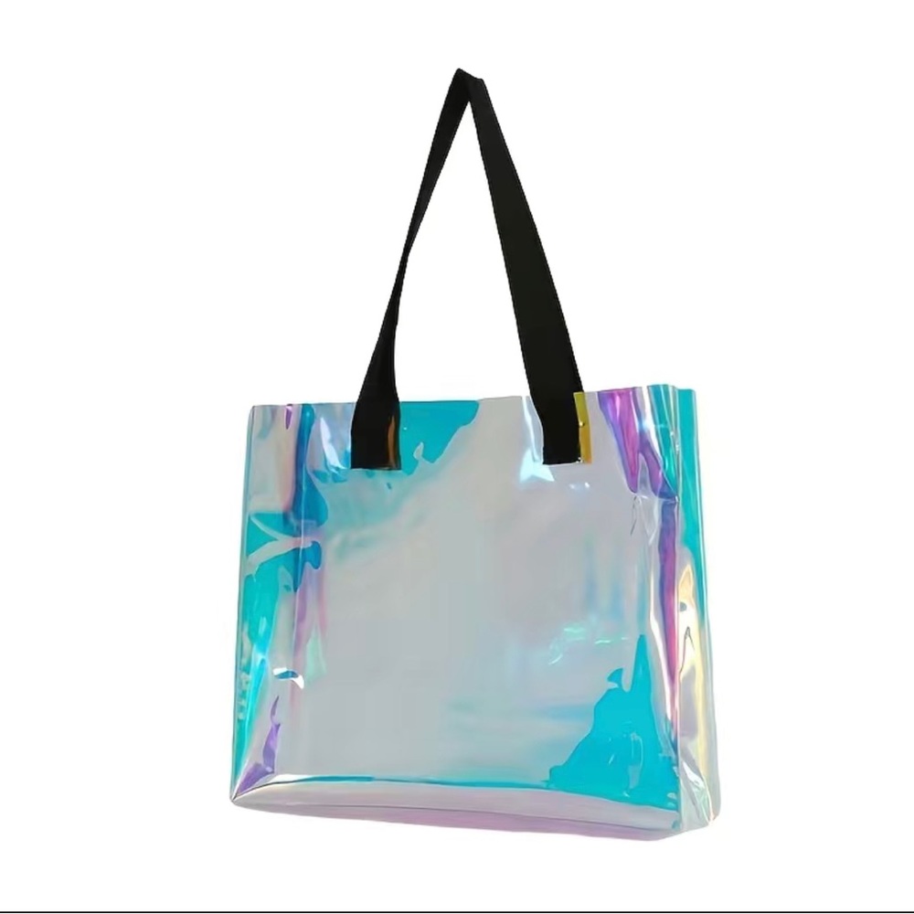 Iridescent PVC Tote Bag Large Capacity Comes With Free Matching Pouch